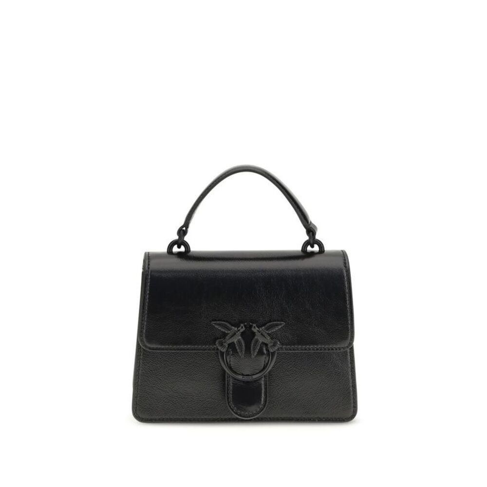 PINKO Calf Leather Bos Taurus Shoulder Bag Women Black Handbags